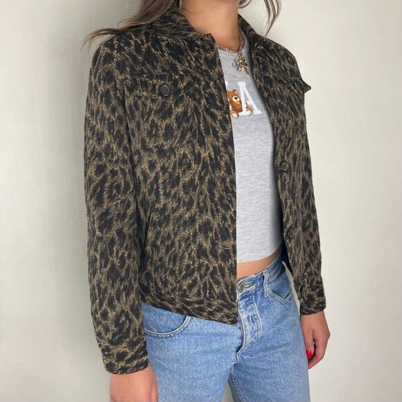 Leopard Print Denim Jacket - Picture 2 of 5